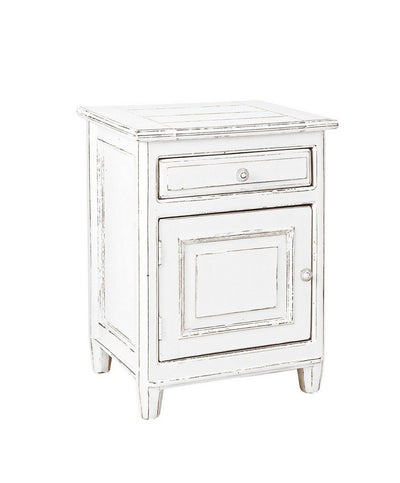 Comodino country in legno colore bianco con anta e cassetto cm 50x40x65h - vari modelli