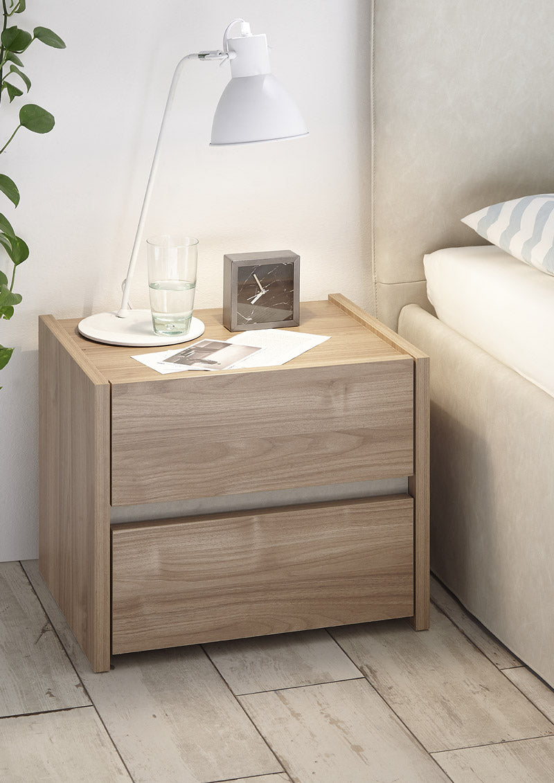Mestal - Set da 2 Comodino moderno 2 cassetti da camera in legno cm 51x40x42h - vari colori