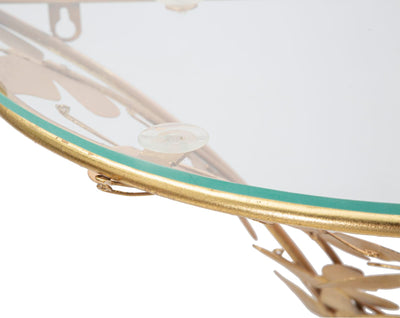 Comodino sospeso mensola in metallo dorato e vetro cm 44x24x34h