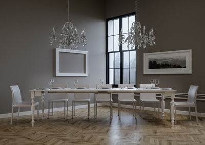 Fara - Tavolo consolle allungabile classica bianco frassino cm 90x48/305x77h