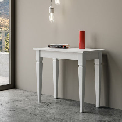 Impero - Consolle allungabile stile classico bianco frassino cm 90x48/305x77h