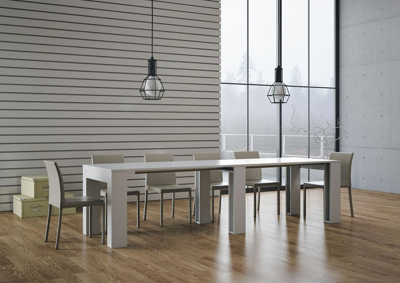 Tavolo consolle allungabile Extra quercia natura con porta allunghe cm 49/307