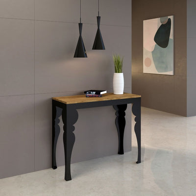 Rayan Evolution Small - Consolle allungabile in metallo e legno quercia cm 90x40/196x77h