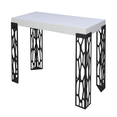 Ghibli Small - Consolle allungabile in metallo lavorato e legno bianco frassino cm 90x40/196x77h