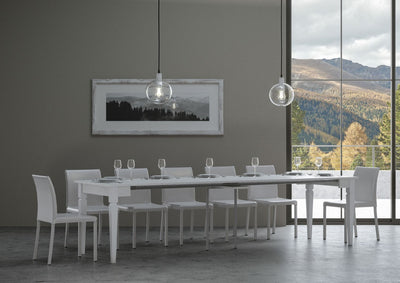 Impero - Consolle allungabile stile classico bianco frassino cm 90x48/305x77h