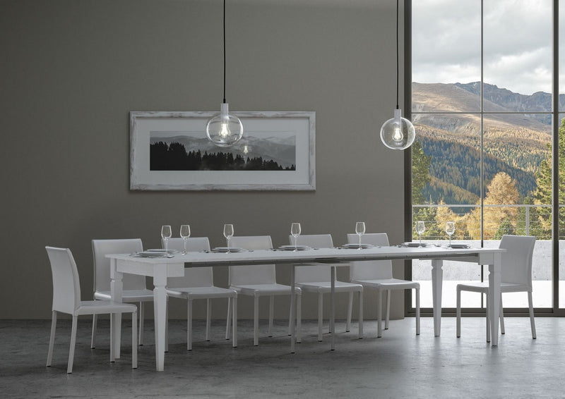 Impero - Consolle allungabile stile classico bianco frassino cm 90x48/305x77h