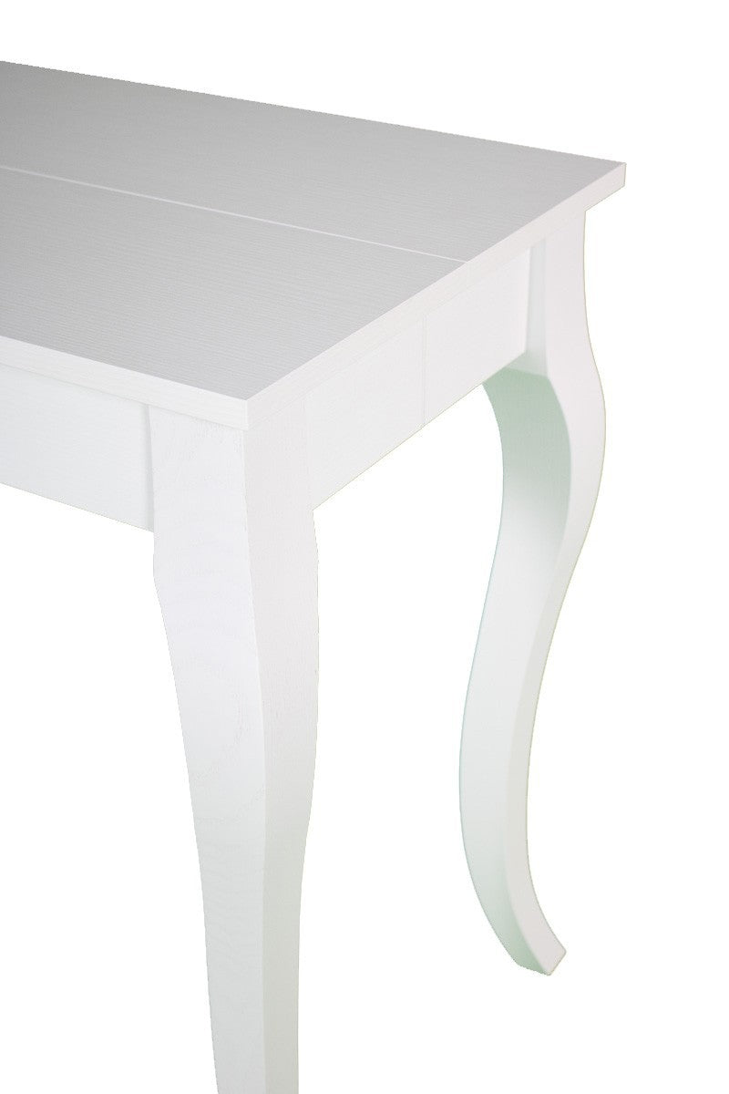 Olanda  - Tavolo consolle da ingresso moderna allungabile cm 90x47/307x77-Bianco poro aperto