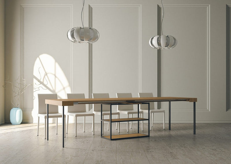 Plano - Consolle moderna allungabile tavolo da pranzo colore quercia natura cm 90x40x77h