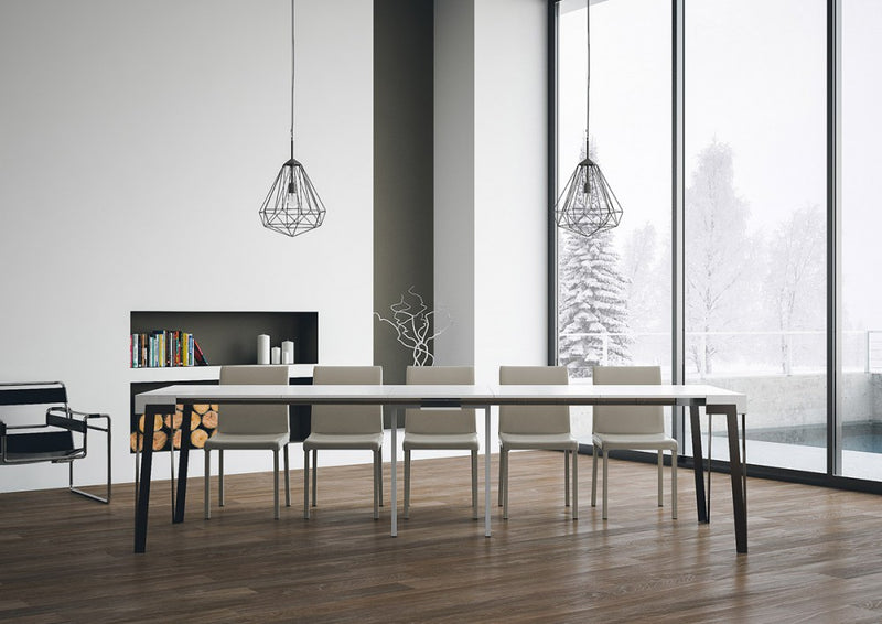 Rio - Consolle da ingresso allungabile moderna cm 90x40/300x77h - Bianco frassino