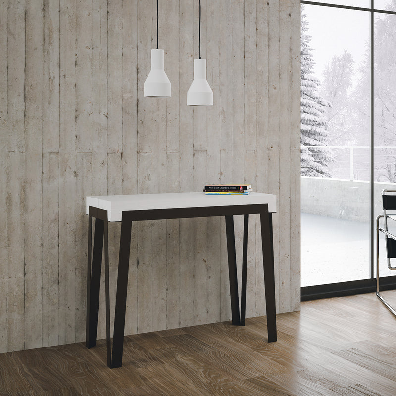 Rio - Consolle da ingresso allungabile moderna cm 90x40/300x77h - Bianco frassino