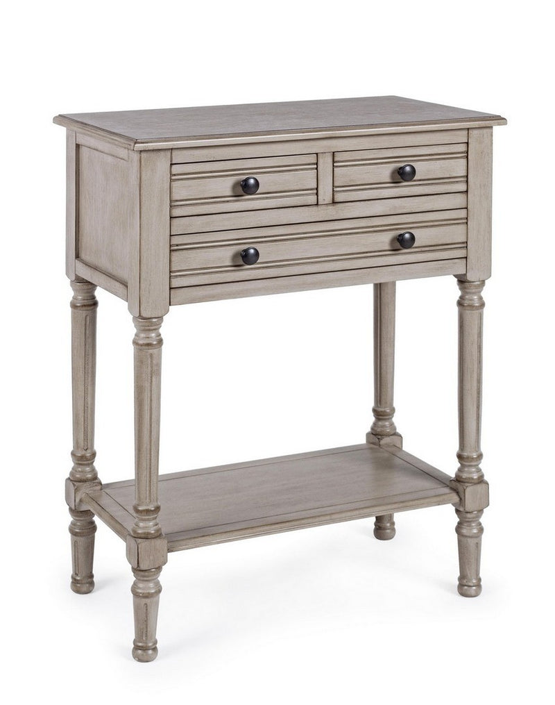 Consolle da ingresso con 3 cassetti stile classico in legno cm 60x33x78h