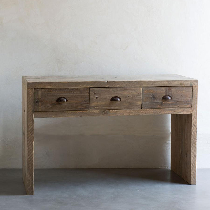 Consolle da ingresso country 3 cassetti in legno di recupero cm 125x46x80h