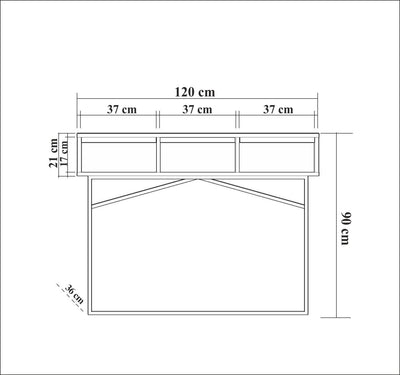 Consolle industrial per ingresso 3 cassetti gambe in metallo resistente cm 120x36x90h