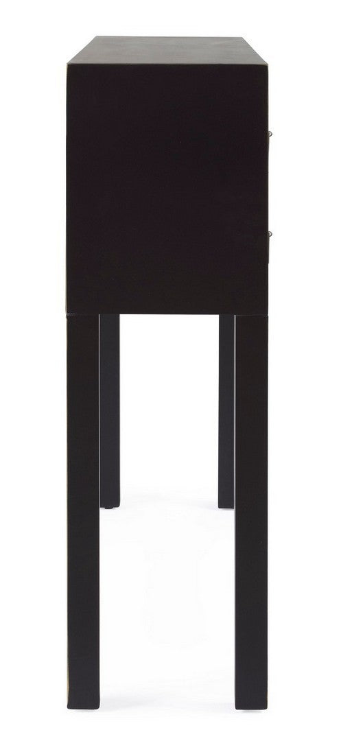 Consolle da ingresso in legno colore nero 5 cassetti con bordino dorato cm 95x25x80h