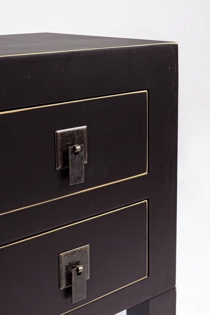 Consolle da ingresso in legno colore nero 5 cassetti con bordino dorato cm 95x25x80h