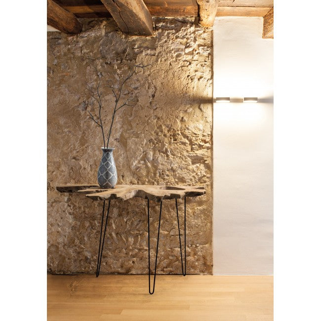 Consolle con piano in radici di teak naturale cm 100x50x90h