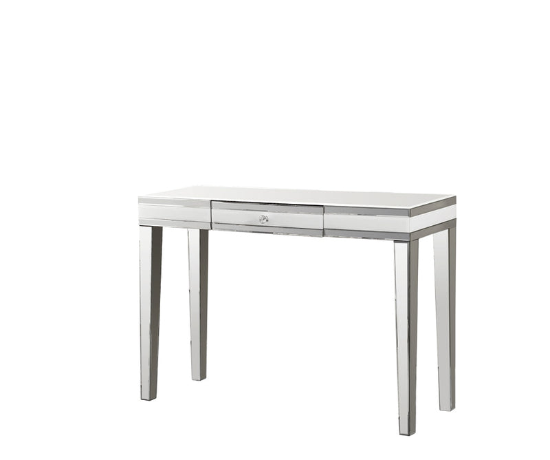 Consolle da ingresso in legno bianco e argento con specchi 1 cassetto cm 120x44x75h