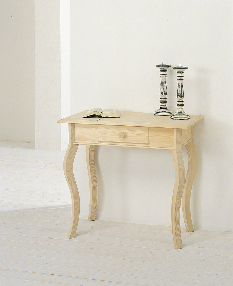 Consolle con cassetto in legno di abete massello stile classico country cm 85x45x75h