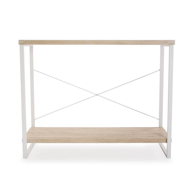 Consolle da ingresso in metallo colore bianco piani in legno cm 100x30x80h