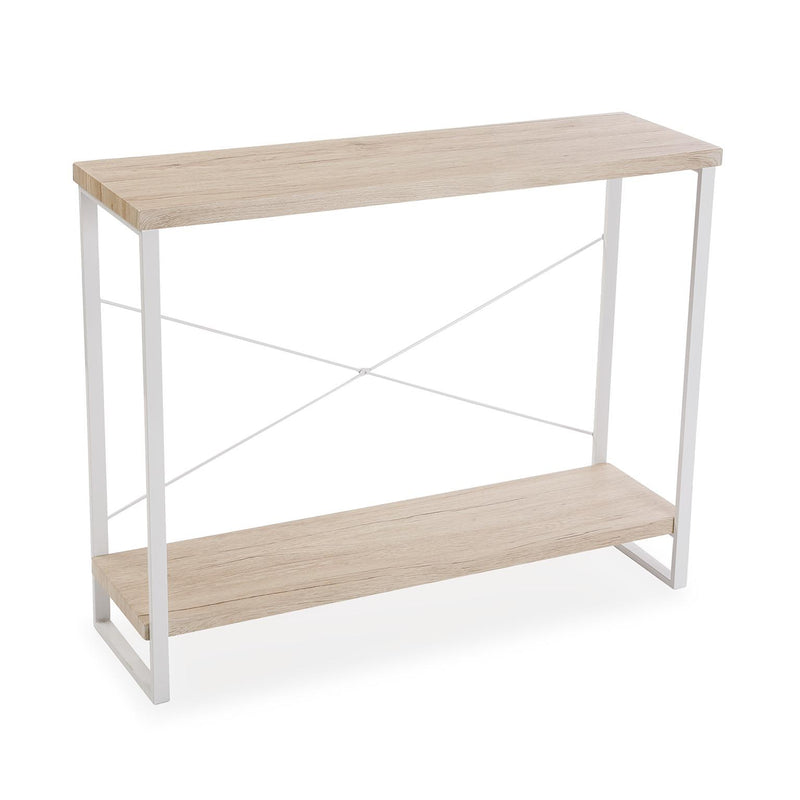 Consolle da ingresso in metallo colore bianco piani in legno cm 100x30x80h