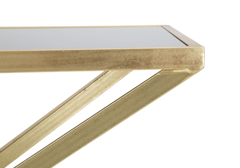 Consolle design in metallo colore oro e vetro cm 130x40x75h