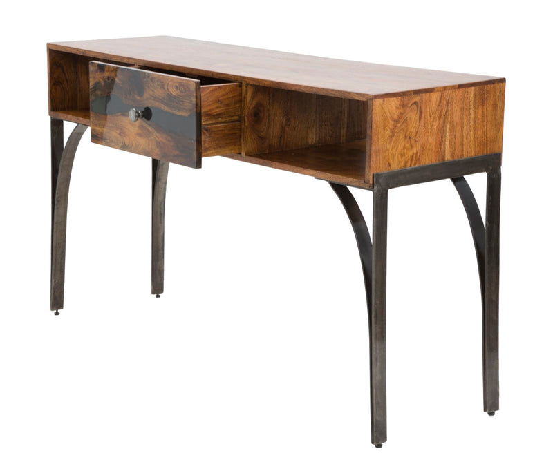 Consolle in legno di acacia e metallo stile industrial cm 130x40x80h