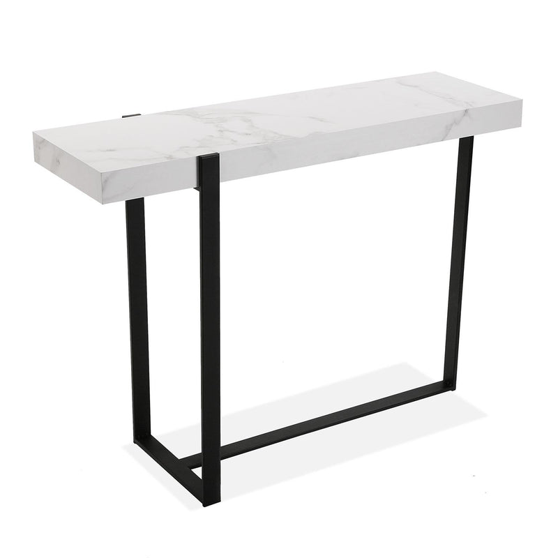 Consolle moderna struttura in metallo piano in legno effetto marmo cm 100x30x75h