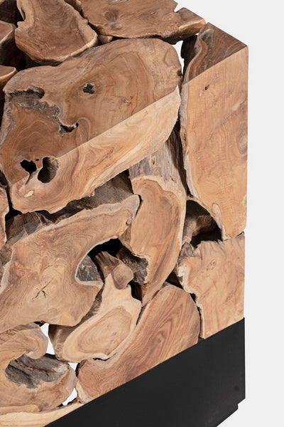 Consolle da ingresso radici in legno di teak e metallo stile naturale cm 120x40x80h