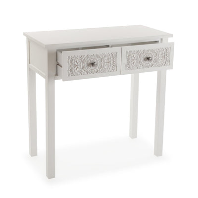 Consolle da ingresso shabby in legno bianco con cassetti cm 80x20x80h