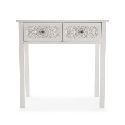 Consolle da ingresso shabby in legno bianco con cassetti cm 80x20x80h