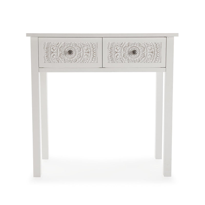 Consolle da ingresso shabby in legno bianco con cassetti cm 80x20x80h