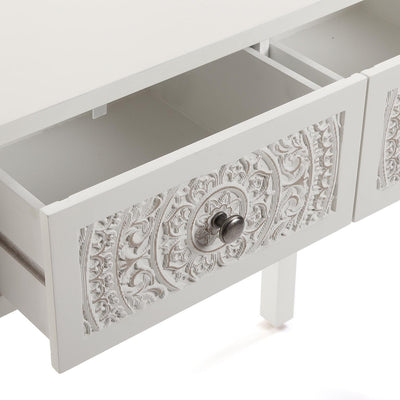 Consolle da ingresso shabby in legno bianco con cassetti cm 80x20x80h