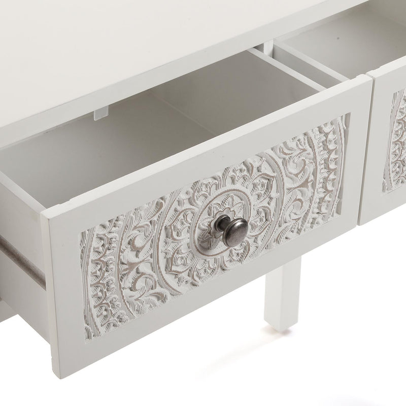 Consolle da ingresso shabby in legno bianco con cassetti cm 80x20x80h