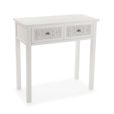 Consolle da ingresso shabby in legno bianco con cassetti cm 80x20x80h