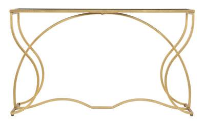 consolle da ingresso design in metallo dorato piano in vetro nero