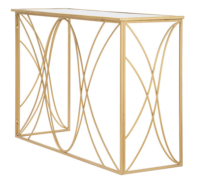 Consolle design da ingresso in metallo dorato piano con specchio cm 120x40x80h