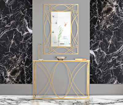 Specchio rettangolare da parete moderno cornice in metallo dorato cm 102x2x77h