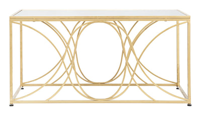 Tavolino da salotto design base in metallo dorato piano con specchio cm 90x60x45h