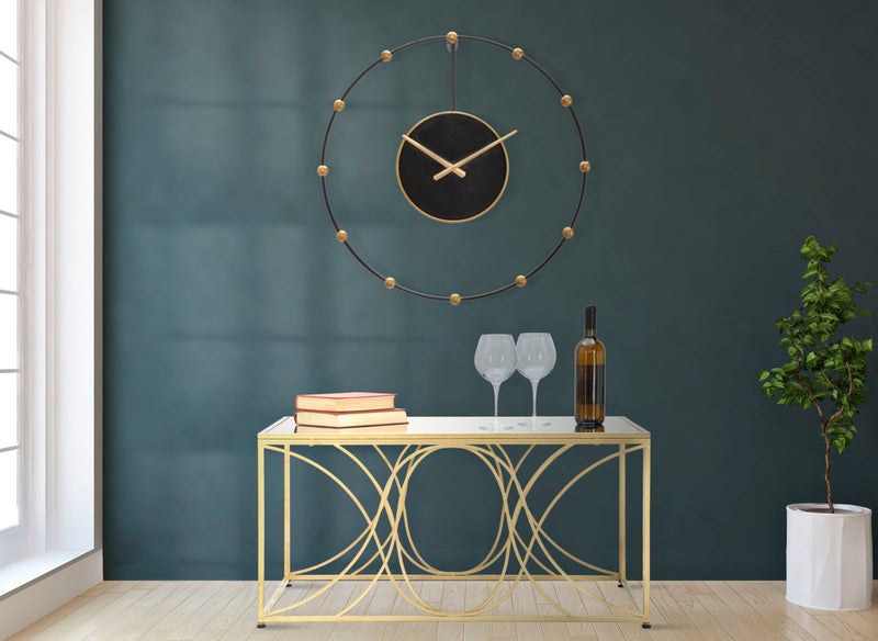 Tavolino da salotto design base in metallo dorato piano con specchio cm 90x60x45h