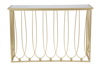 Consolle da ingresso design moderno in metallo colore oro e specchio cm 120x43x80h