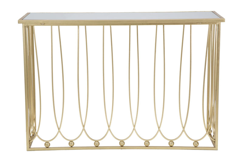 Consolle da ingresso design moderno in metallo colore oro e specchio cm 120x43x80h