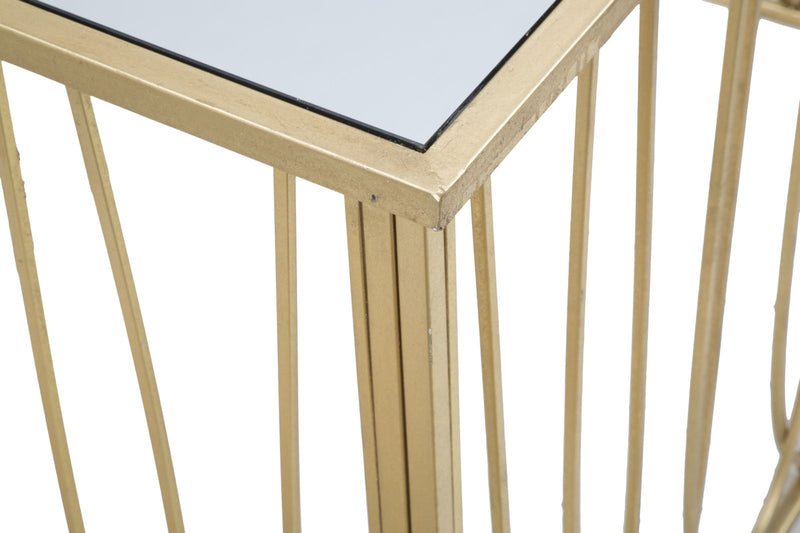 Consolle da ingresso design moderno in metallo colore oro e specchio cm 120x43x80h