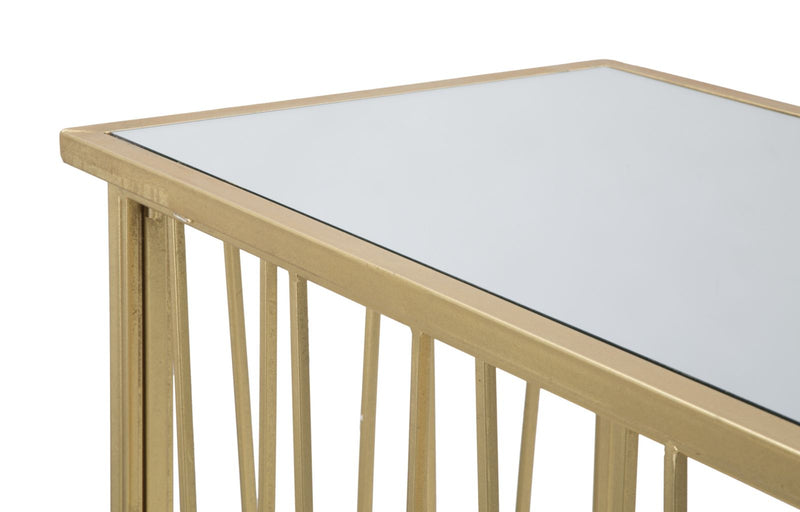 Consolle da ingresso design moderno in metallo colore oro e specchio cm 120x43x80h