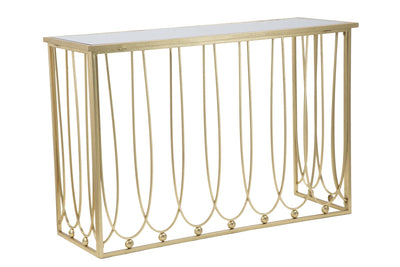 Consolle da ingresso design moderno in metallo colore oro e specchio cm 120x43x80h