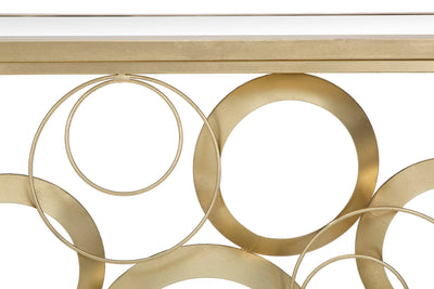 Consolle da ingresso moderna struttura in metallo dorato con piano a specchio cm 120x40x81h