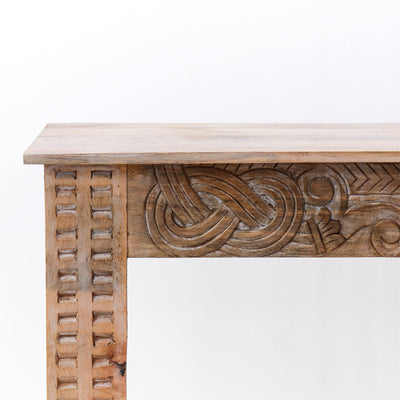 Consolle stile etnico in legno di acacia con intagli cm 140x40x80h