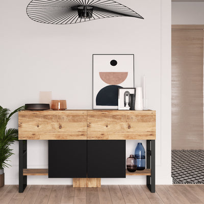 Consolle mobile ingresso moderna con ante a ribalta e gambe in metallo cm 139x43x84h