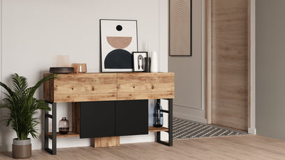 Consolle mobile ingresso moderna con ante a ribalta e gambe in metallo cm 139x43x84h