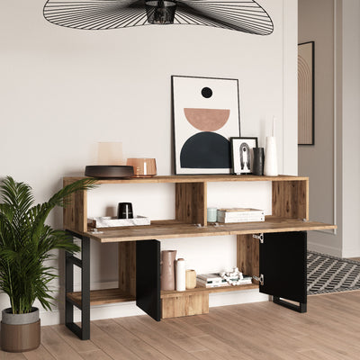 Consolle mobile ingresso moderna con ante a ribalta e gambe in metallo cm 139x43x84h