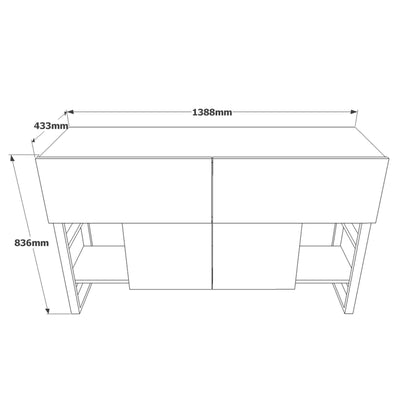 Consolle mobile ingresso moderna con ante a ribalta e gambe in metallo cm 139x43x84h